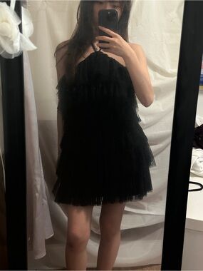 Altar’d State Black Tiered Tulle Mini Dress